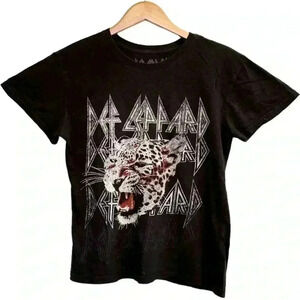 Def Leppard Leopard Tshirt Unisex Band 80s Vintage Tee Rock Classic Black Small